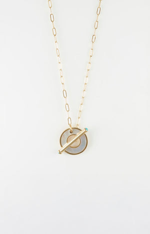 Collier pendentif - Acier inoxydable & nacre - Doré