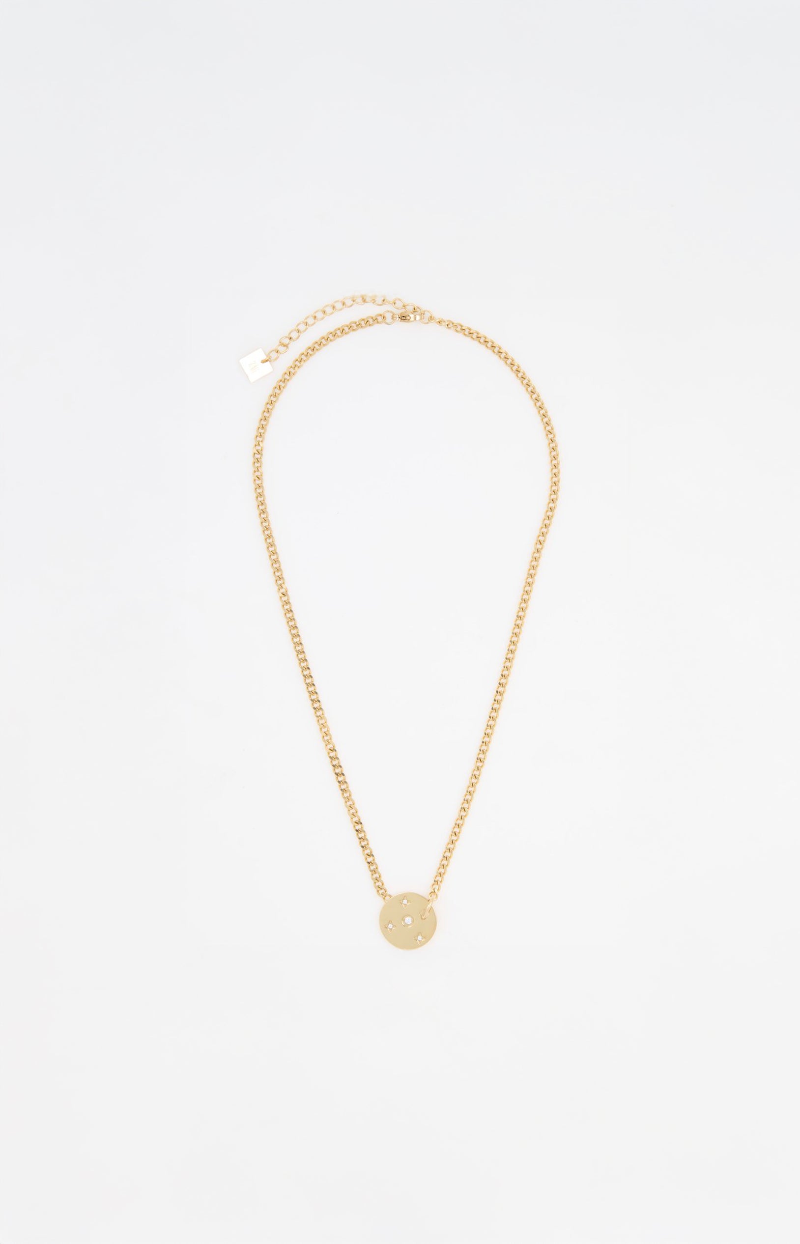 Collier pendentif zirconiums - Acier inoxydable - Doré & blanc