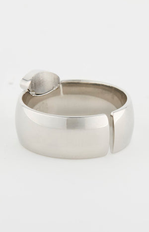 Bague ajustable - Acier inoxydable & zirconiums - Argenté