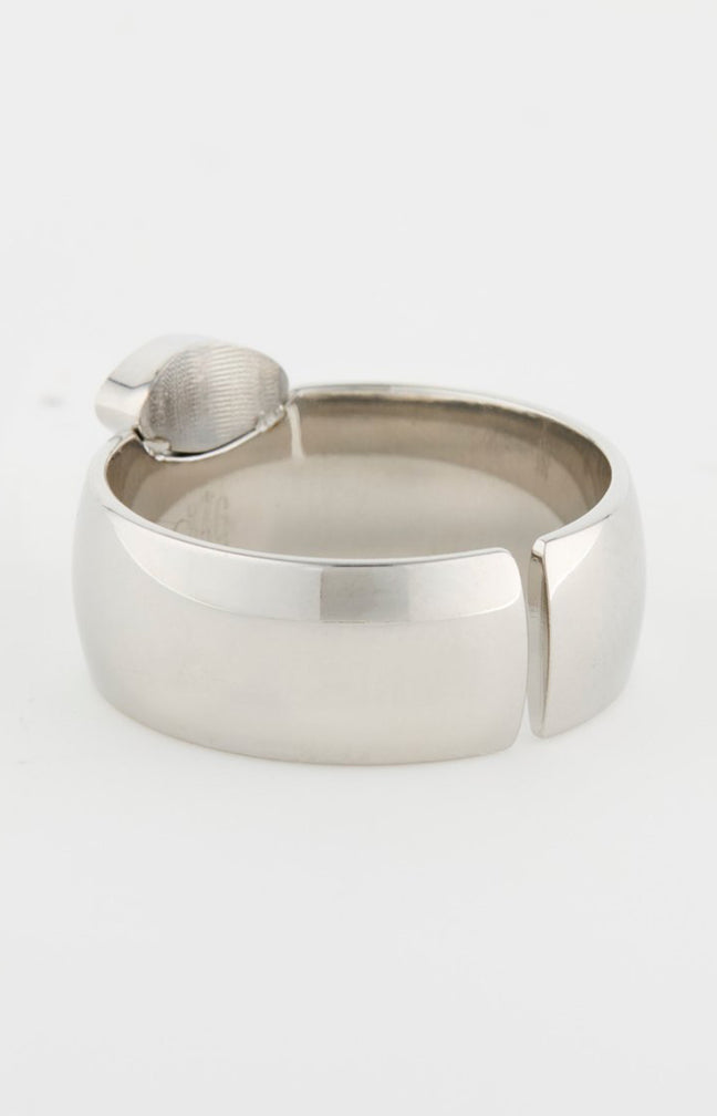 Bague ajustable - Acier inoxydable & zirconiums - Argenté