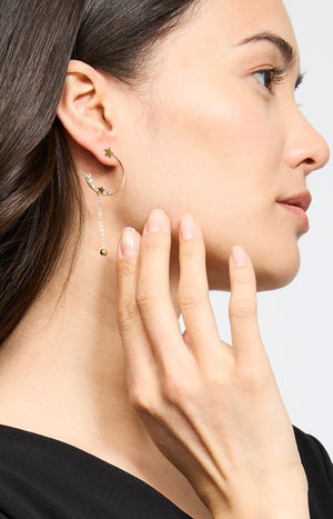Boucles d’oreilles pendantes - Acier inoxydable & cristaux - Doré