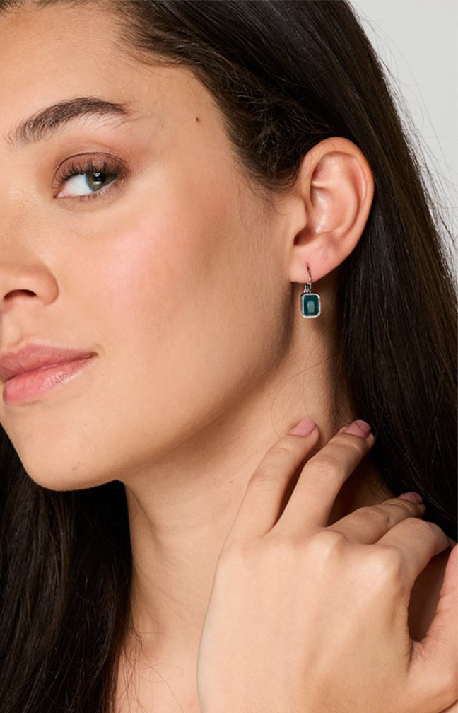 Boucles d’oreilles - Acier inoxydable & apatite - Doré & bleu