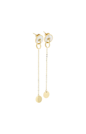 Boucles d’oreilles pendantes Métamorphose - Acier inoxydable & nacres - Doré & blanc