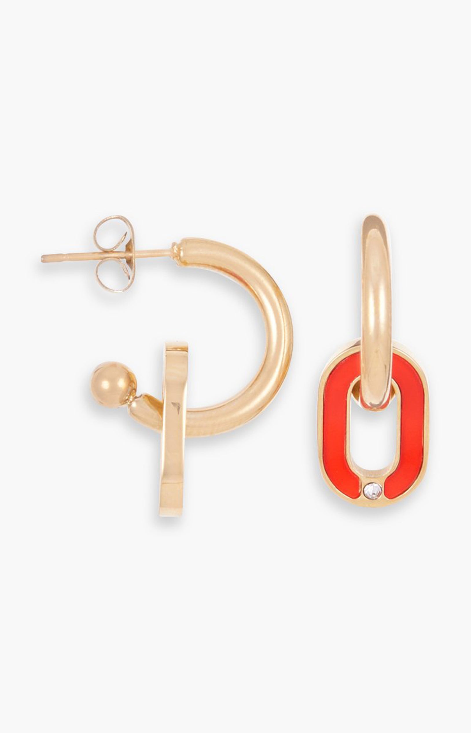 Boucles d’oreilles - Acier inoxydable & émail - Doré & rouge