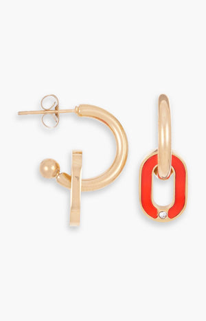 Boucles d’oreilles - Acier inoxydable & émail - Doré & rouge