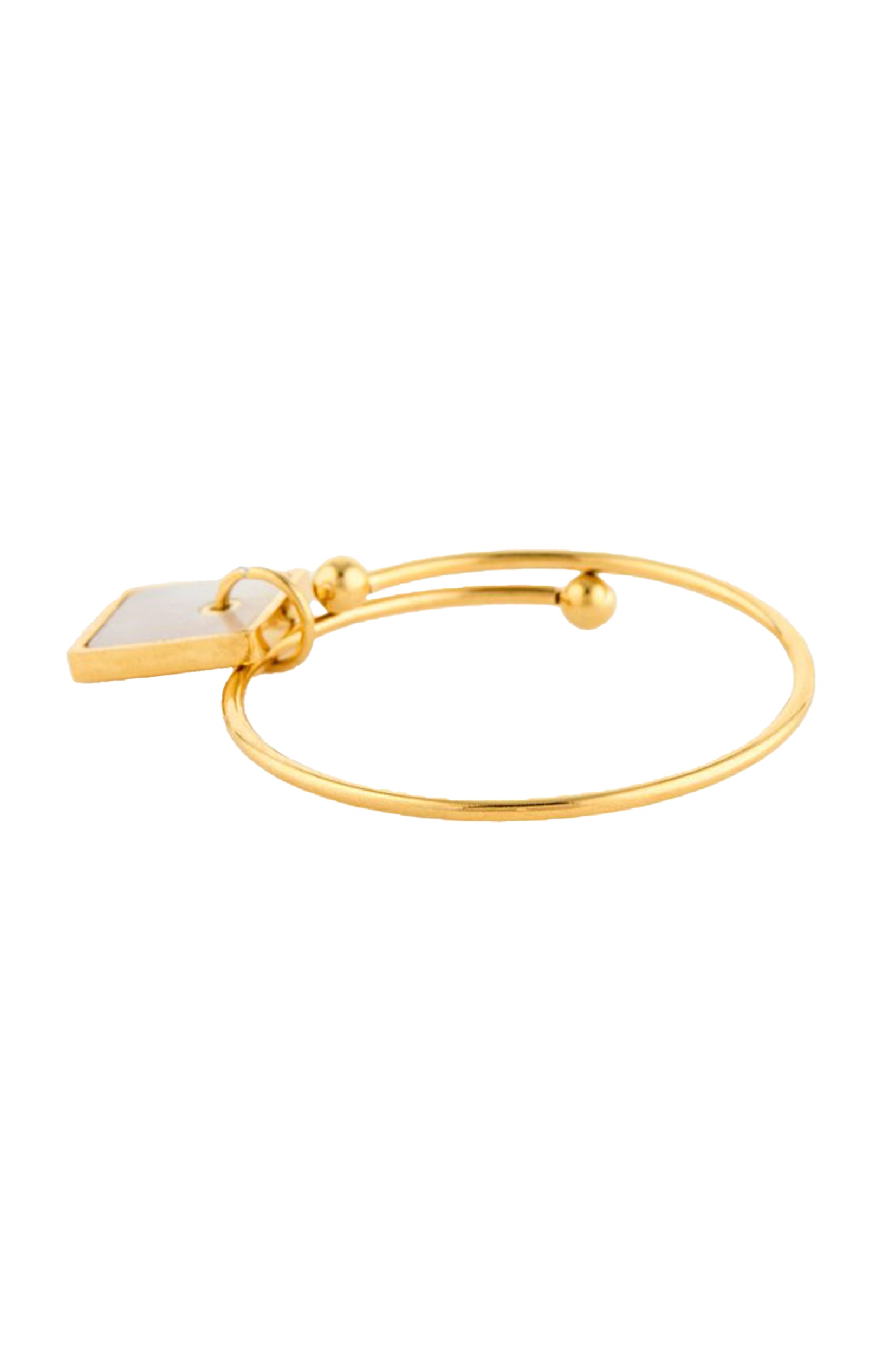 Bague ajustable - Acier inoxydable & nacre - Doré