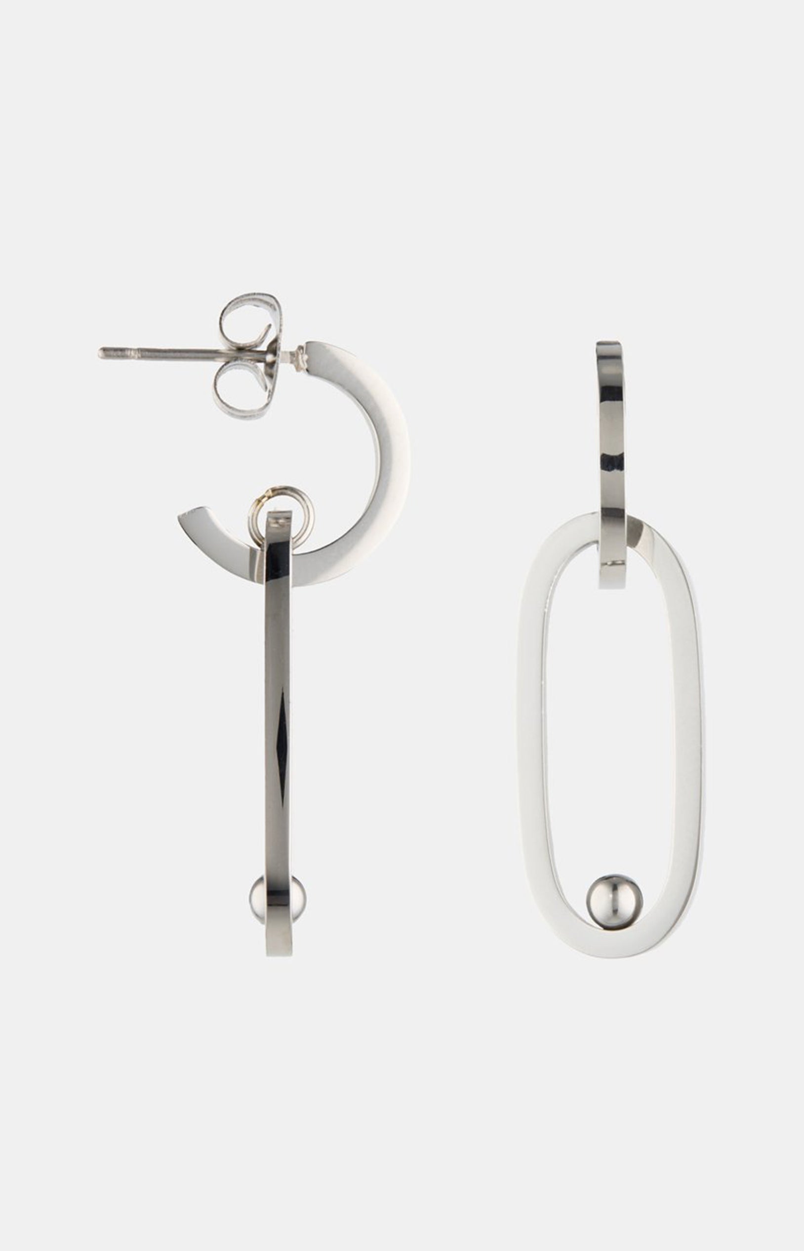 Boucles d’oreilles ovales - Acier inoxydable - Argenté