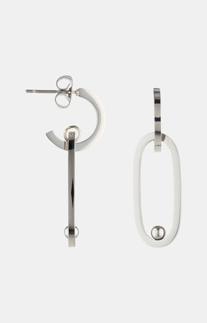 Boucles d’oreilles ovales - Acier inoxydable - Argenté