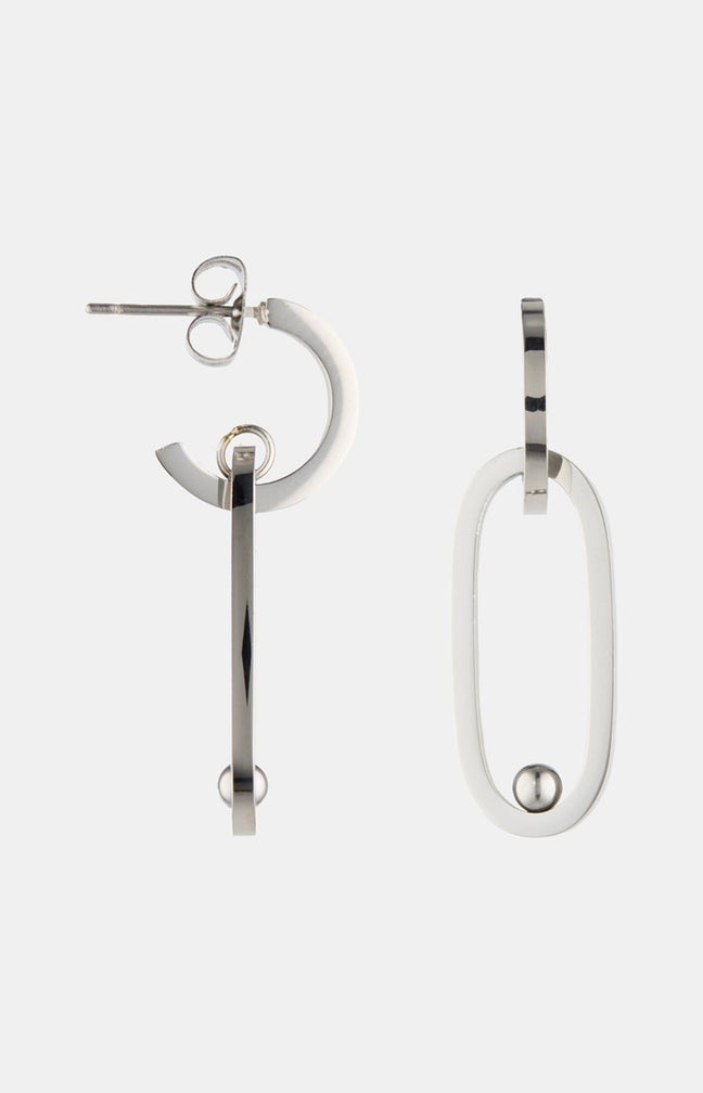 Boucles d’oreilles ovales - Acier inoxydable - Argenté