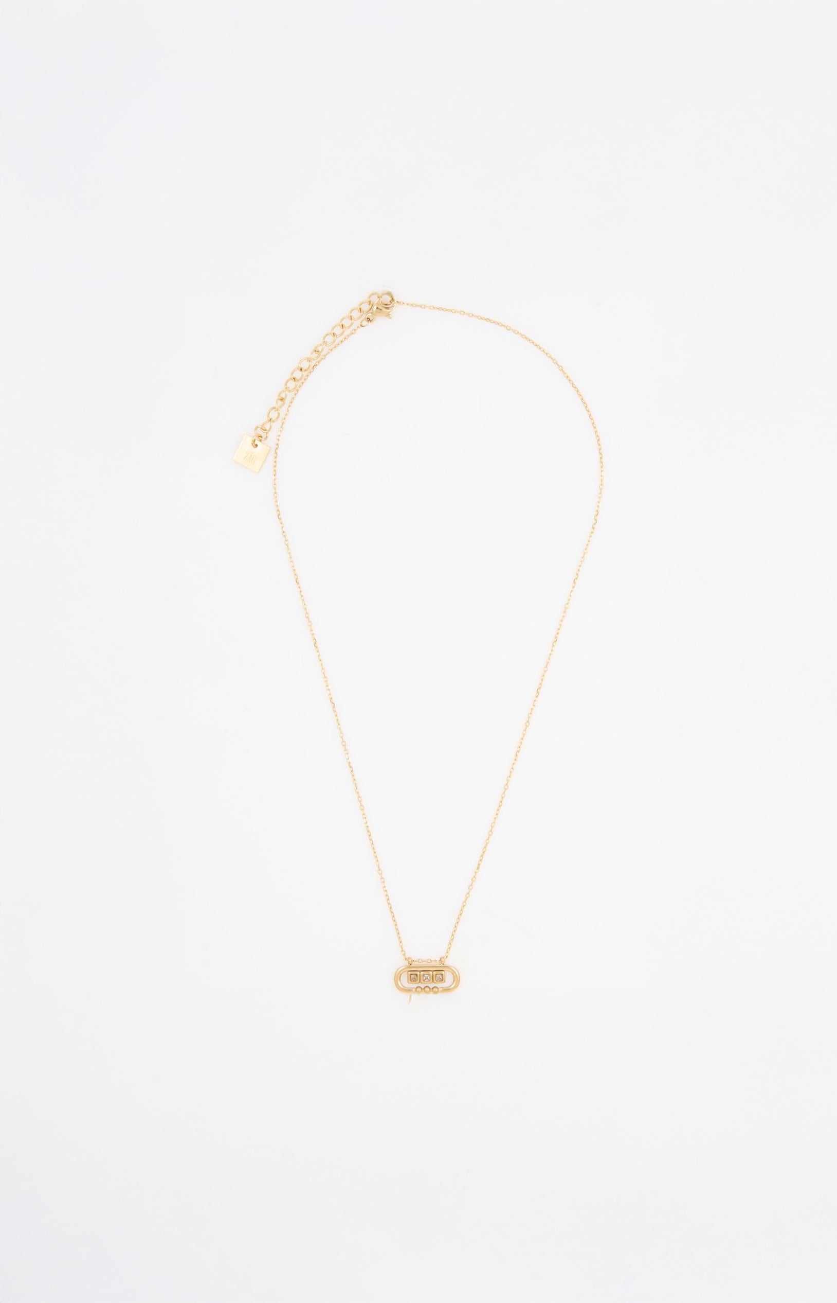 Collier - Acier inoxydable & zirconiums - Doré