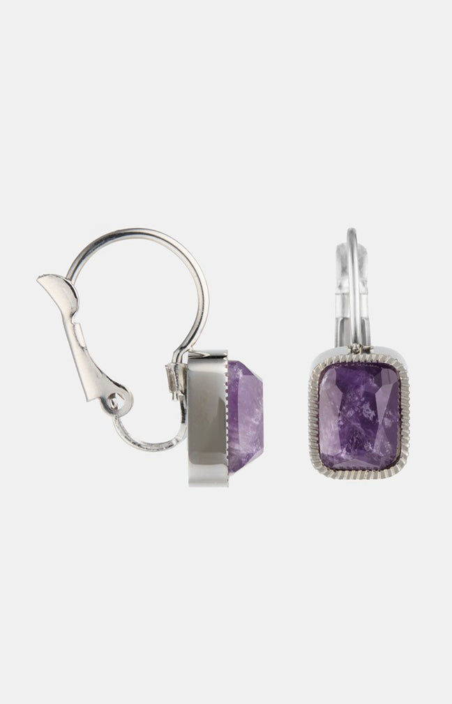 Boucles d’oreilles - Acier inoxydable & améthyste - Argenté & violet