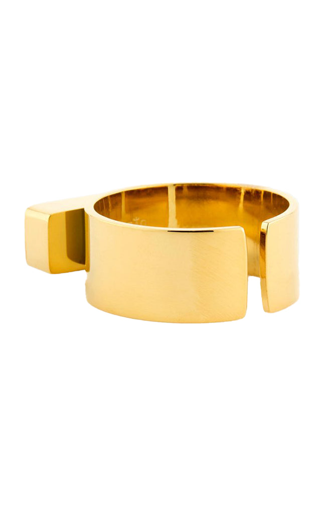 Bague ajustable - Acier inoxydable & cristal - Doré & noir