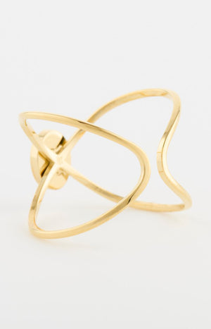 Bague ajustable - Acier inoxydable & cornaline - Doré & rouge