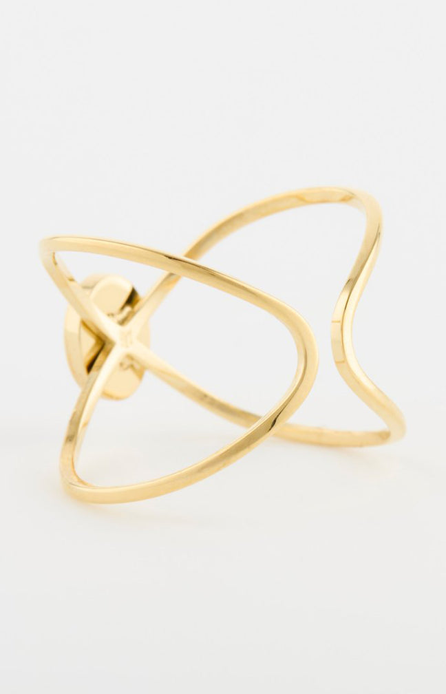 Bague ajustable - Acier inoxydable & cornaline - Doré & rouge