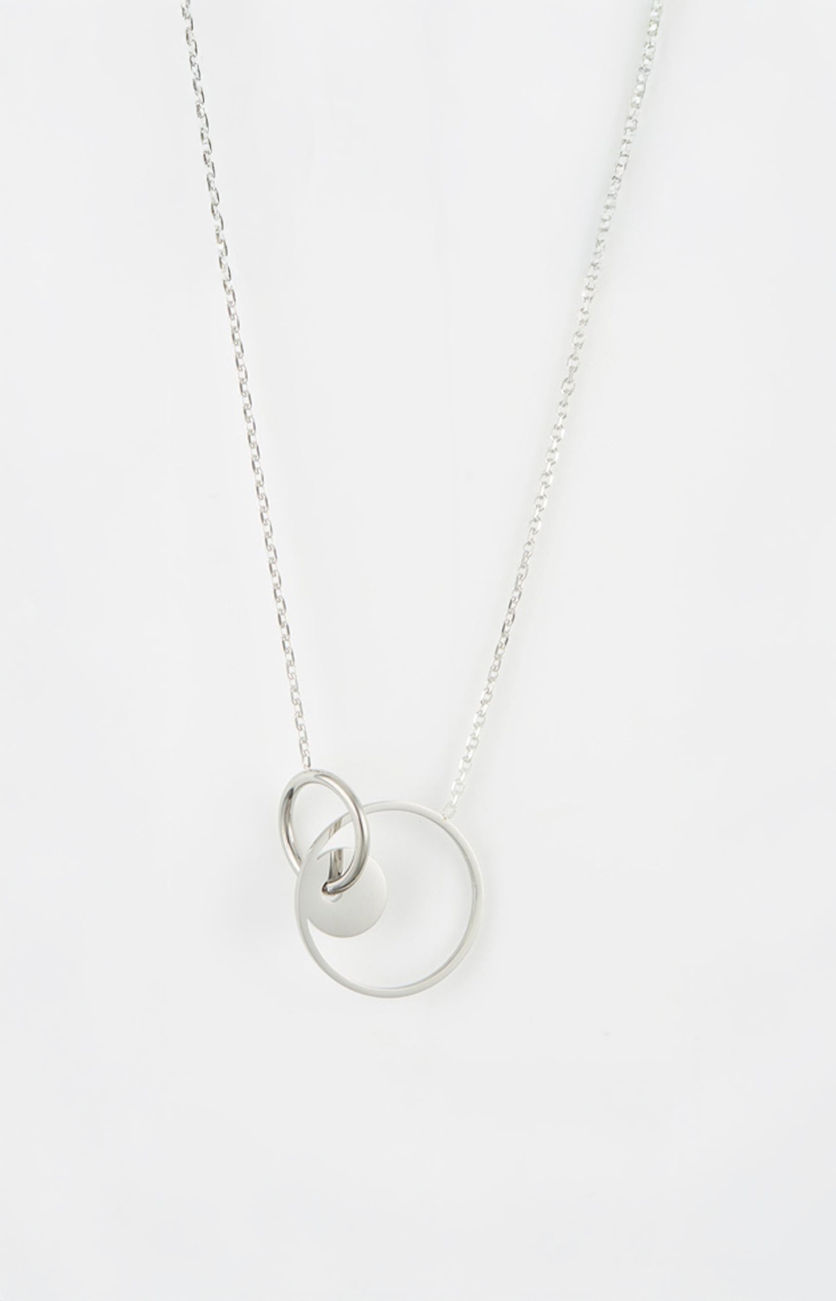 Collier pendentif - Acier inoxydable & nacre - Argenté & blanc