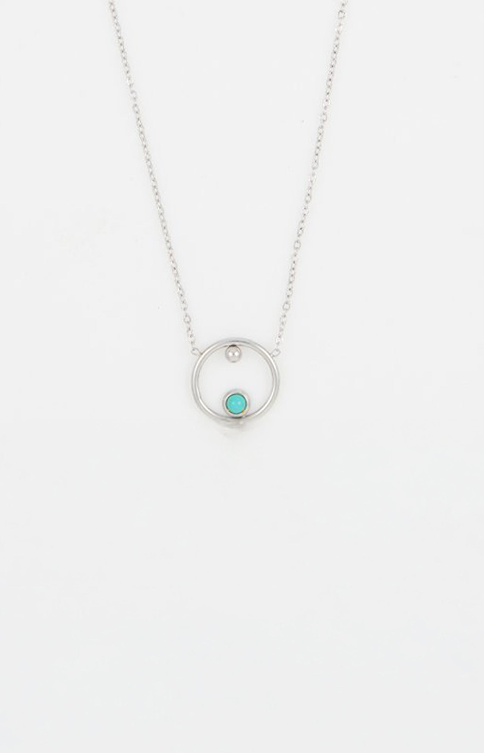 Collier pendentif - Angie – Acier inoxydable & turquoise – Argenté & turquoise
