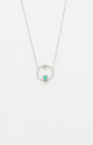 Collier pendentif - Angie – Acier inoxydable & turquoise – Argenté & turquoise