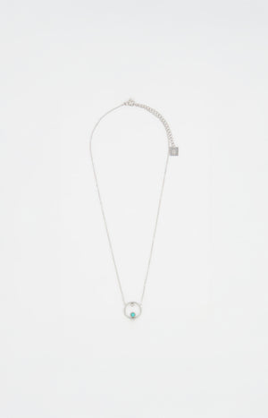 Collier pendentif - Angie – Acier inoxydable & turquoise – Argenté & turquoise