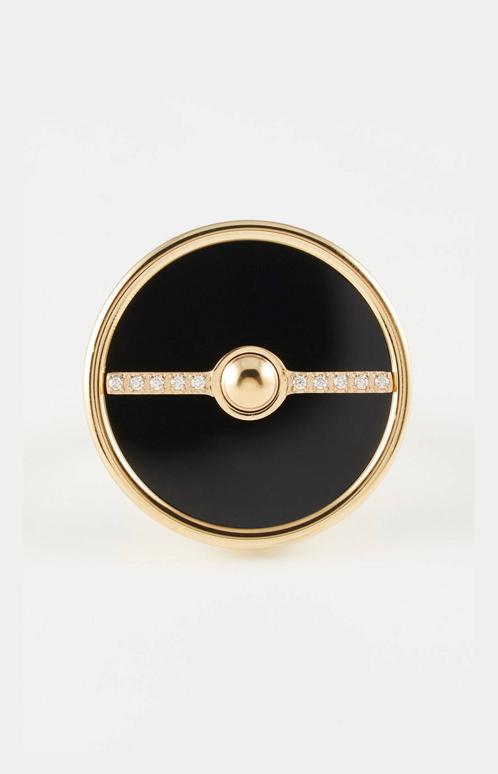 Bague ajustable - Acier inoxydable & zirconium - Doré & noir