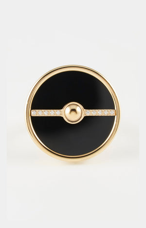 Bague ajustable - Acier inoxydable & zirconium - Doré & noir