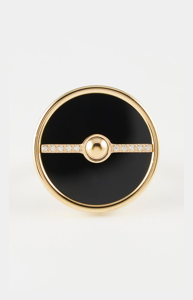 Bague ajustable - Acier inoxydable & zirconium - Doré & noir