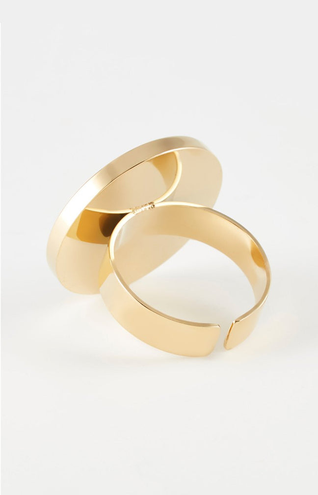 Bague ajustable - Acier inoxydable & zirconium - Doré & noir