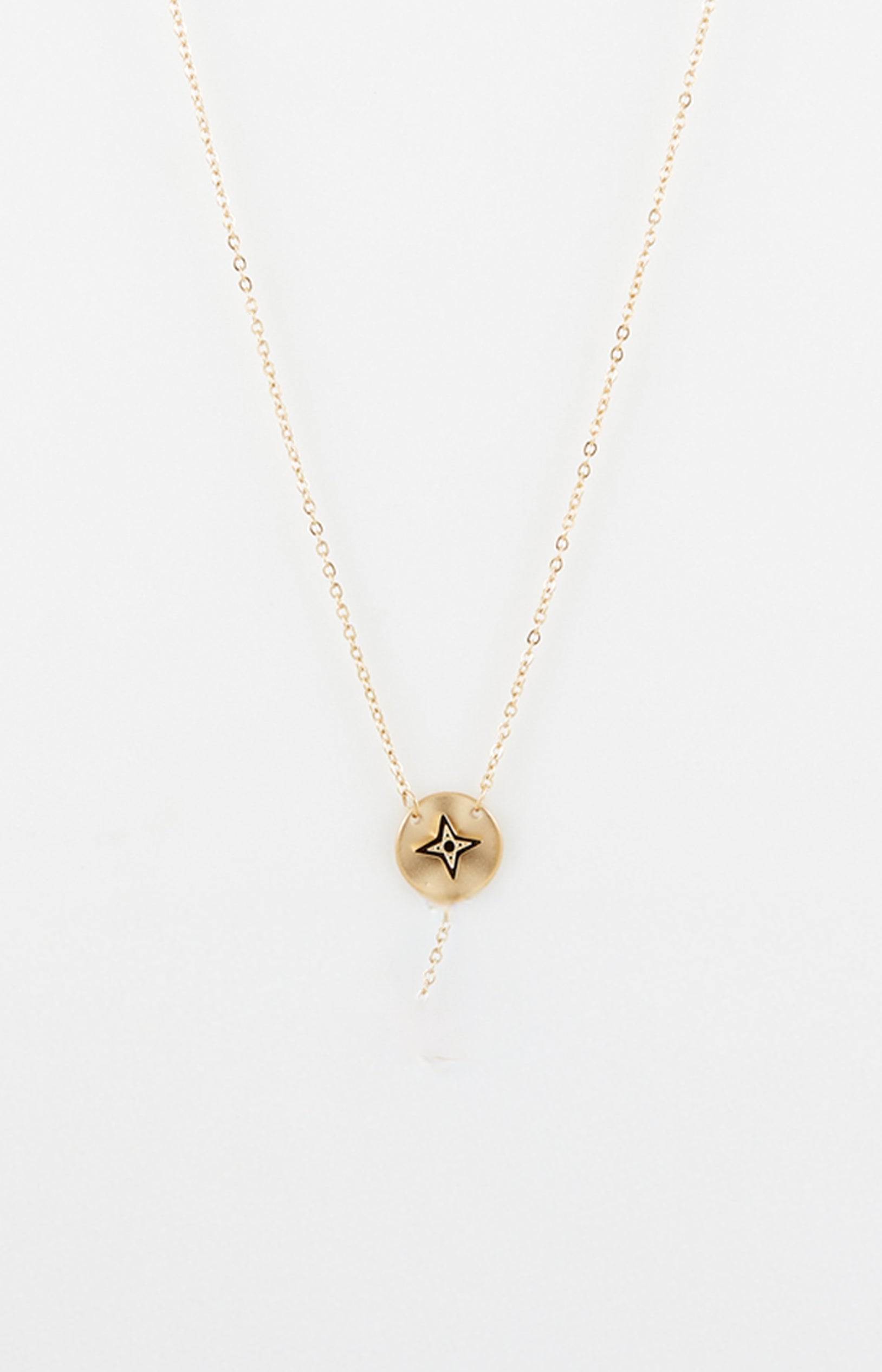 Collier pendentif médaillon - Acier inoxydable - Doré