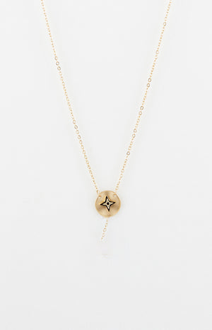Collier pendentif médaillon - Acier inoxydable - Doré