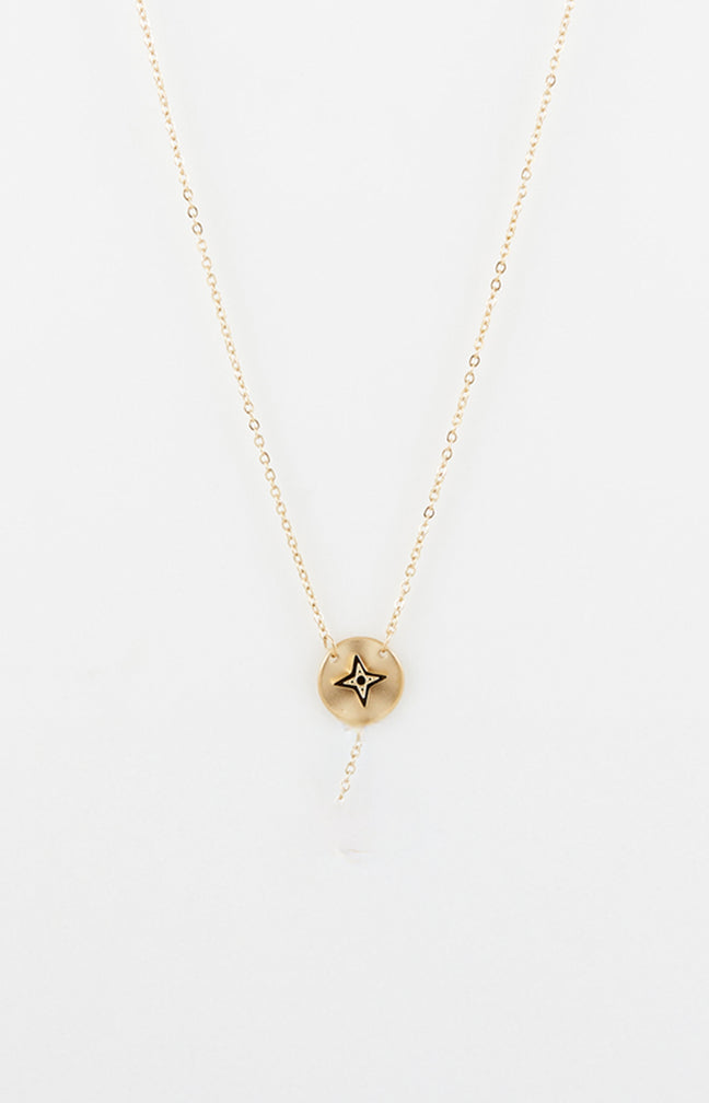 Collier pendentif médaillon - Acier inoxydable - Doré