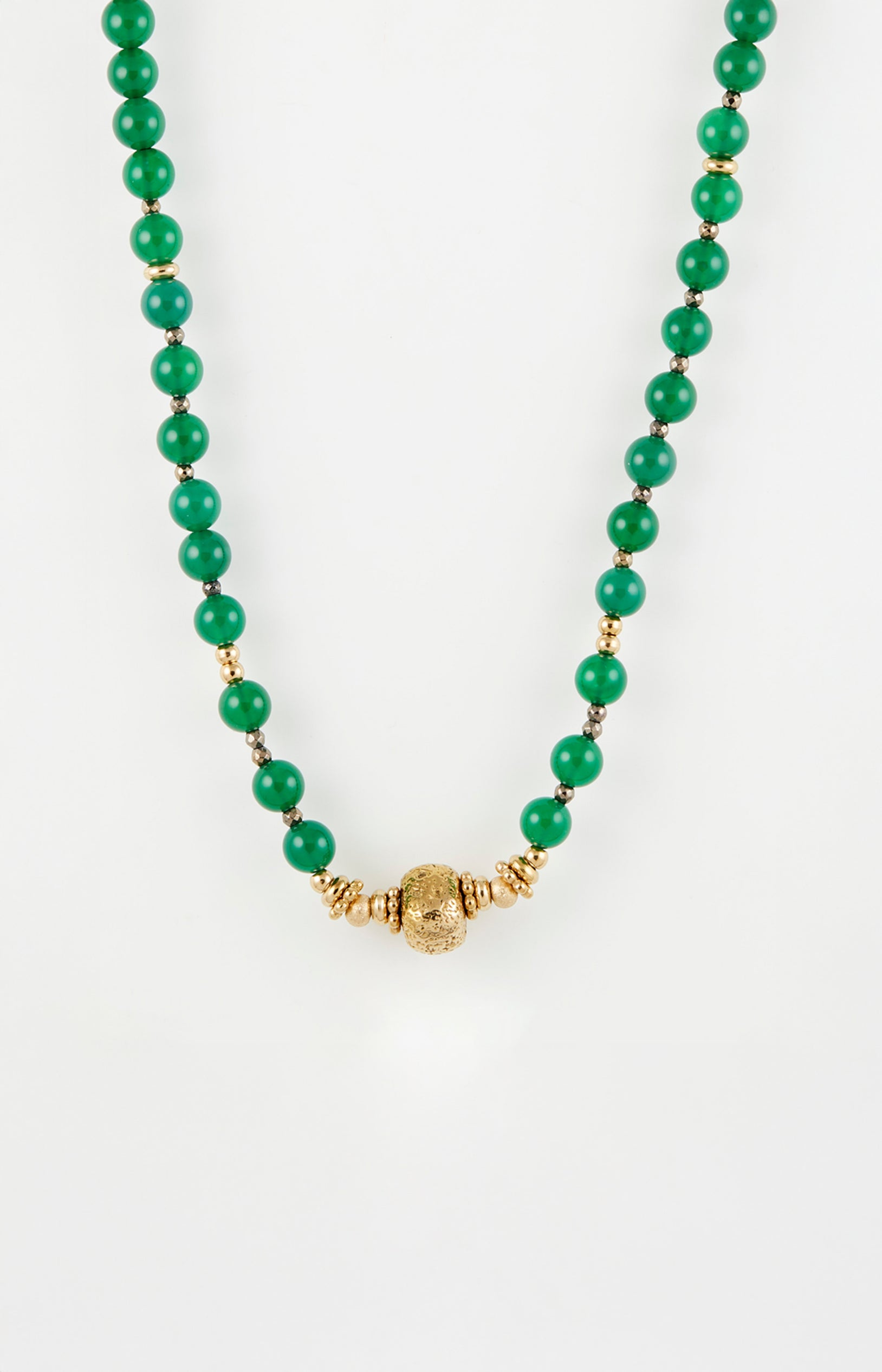 Collier - Acier inoxydable & malachite - Doré & vert