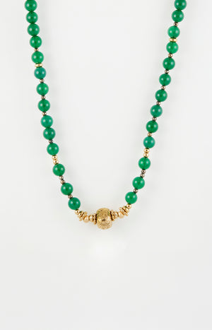Collier - Acier inoxydable & malachite - Doré & vert