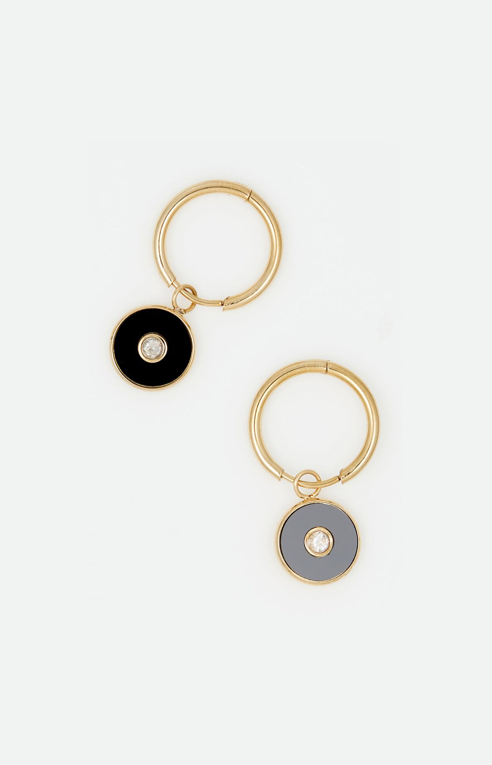 Boucles d’oreilles - Acier inoxydable & zirconium - Doré & noir