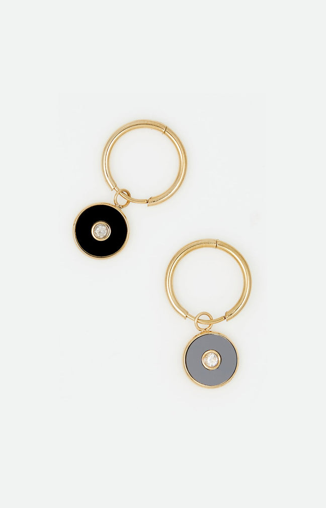 Boucles d’oreilles - Acier inoxydable & zirconium - Doré & noir