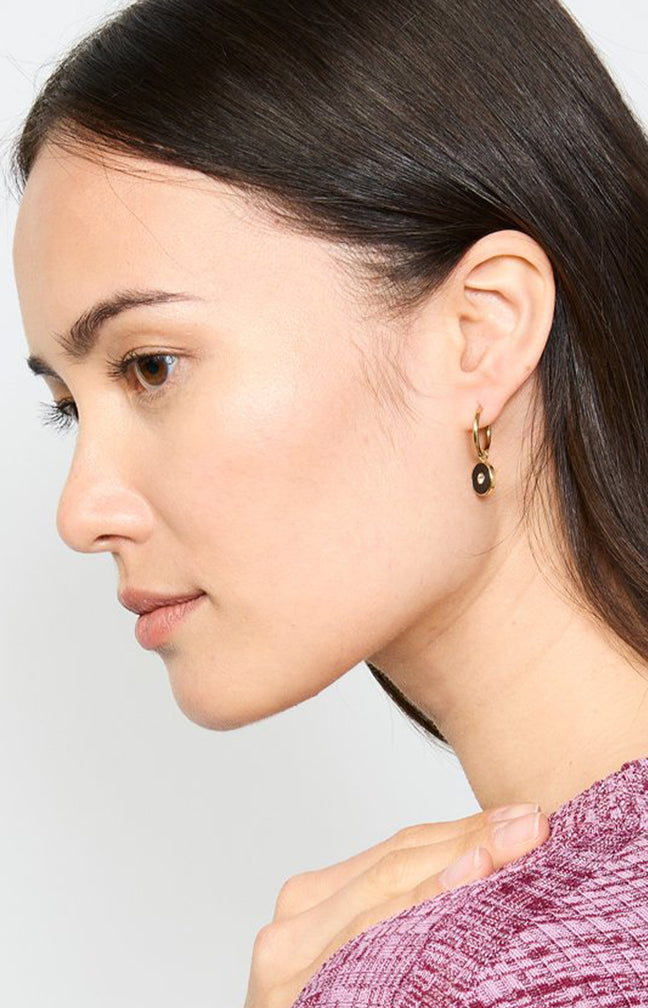 Boucles d’oreilles - Acier inoxydable & zirconium - Doré & noir