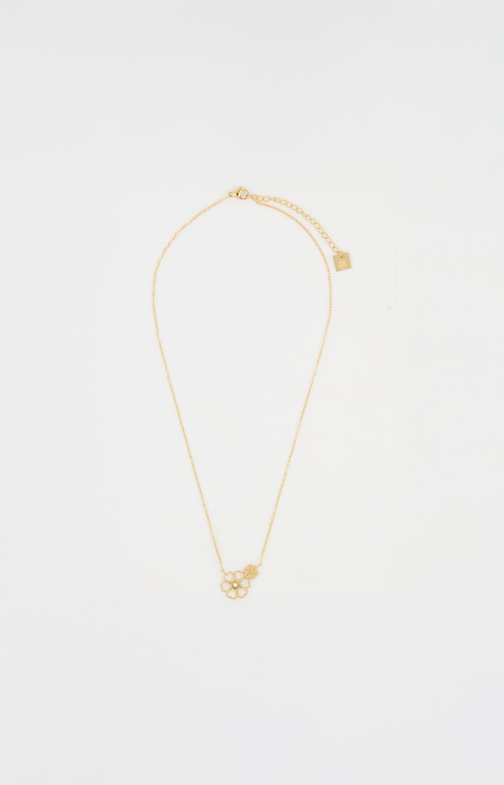Collier pendentif fleur- Acier inoxydable - Doré