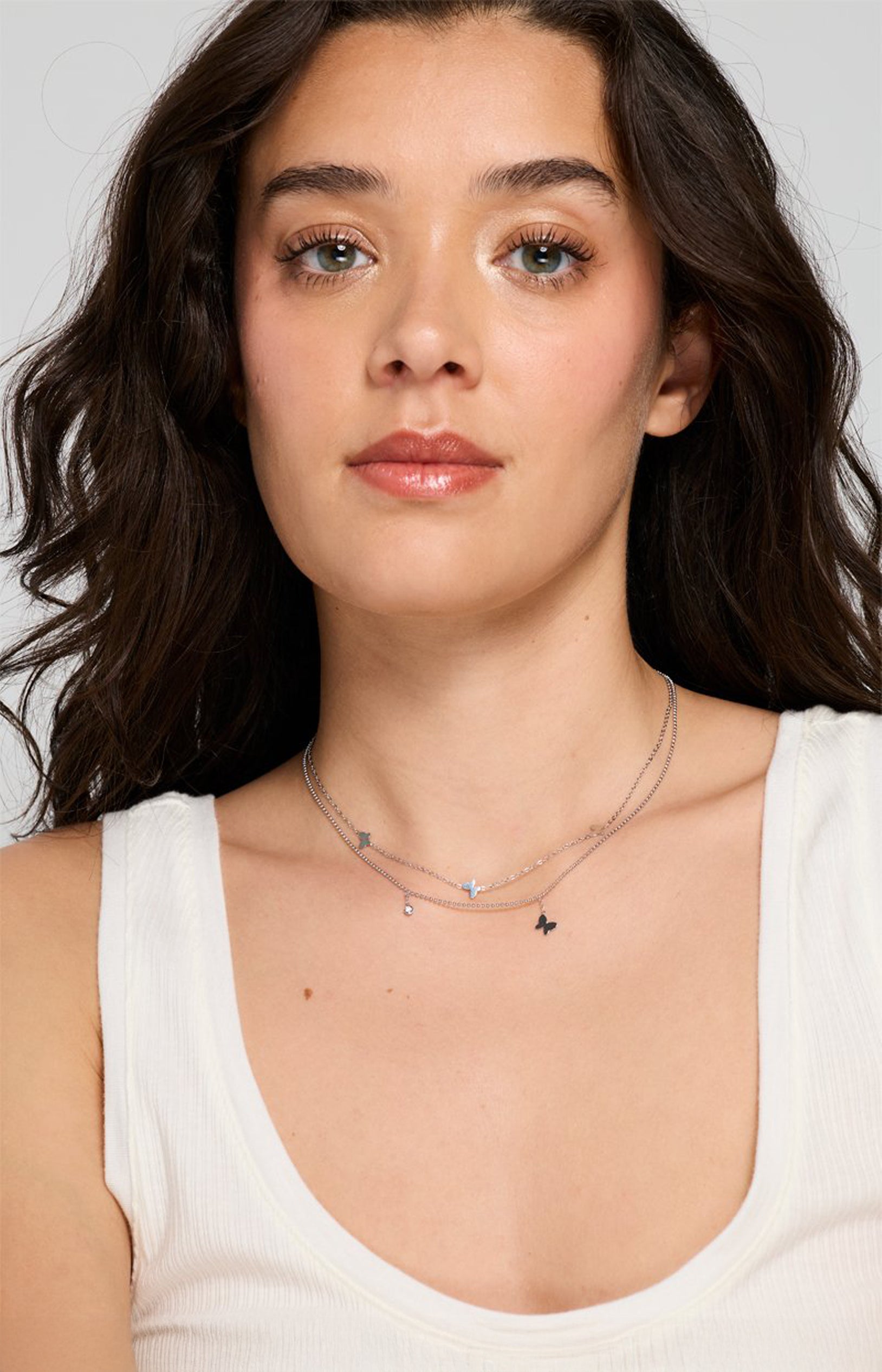 Collier multi-rangs - Acier inoxydable - Argenté