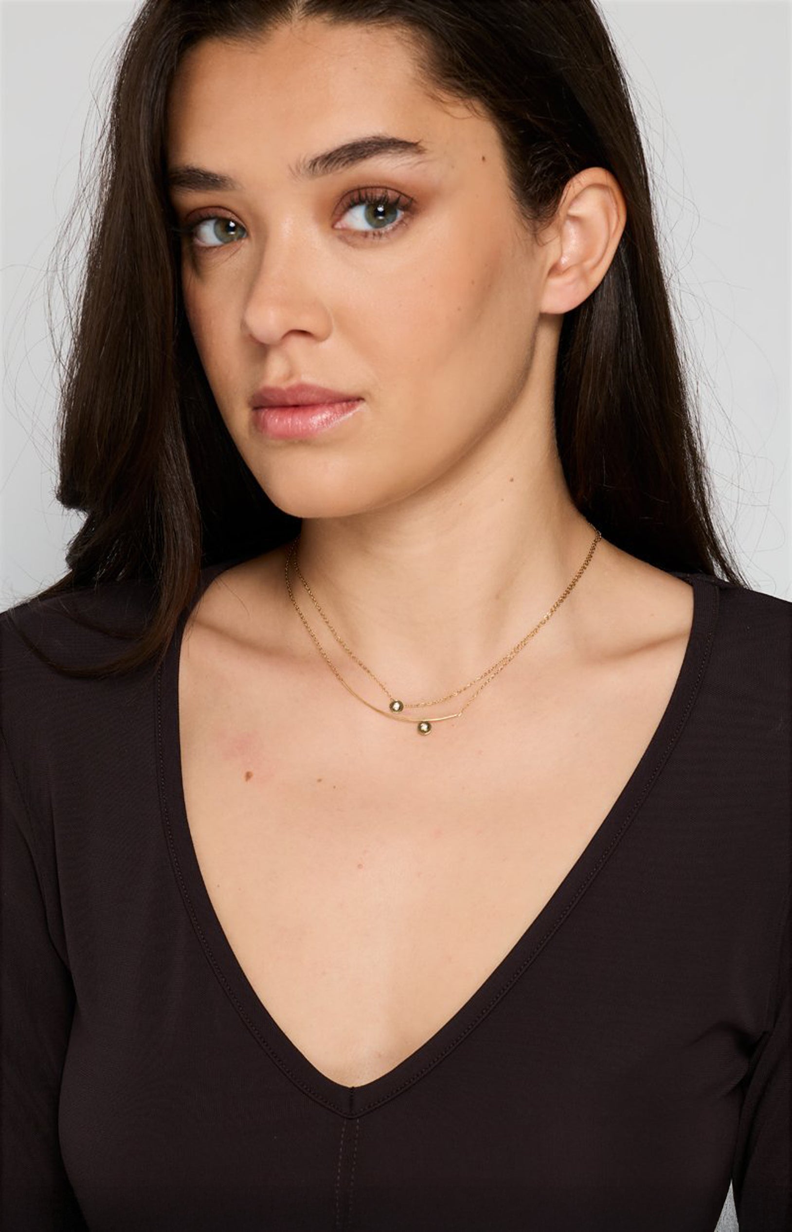 Collier pendentifs zirconium - Acier inoxydable - Doré & blanc
