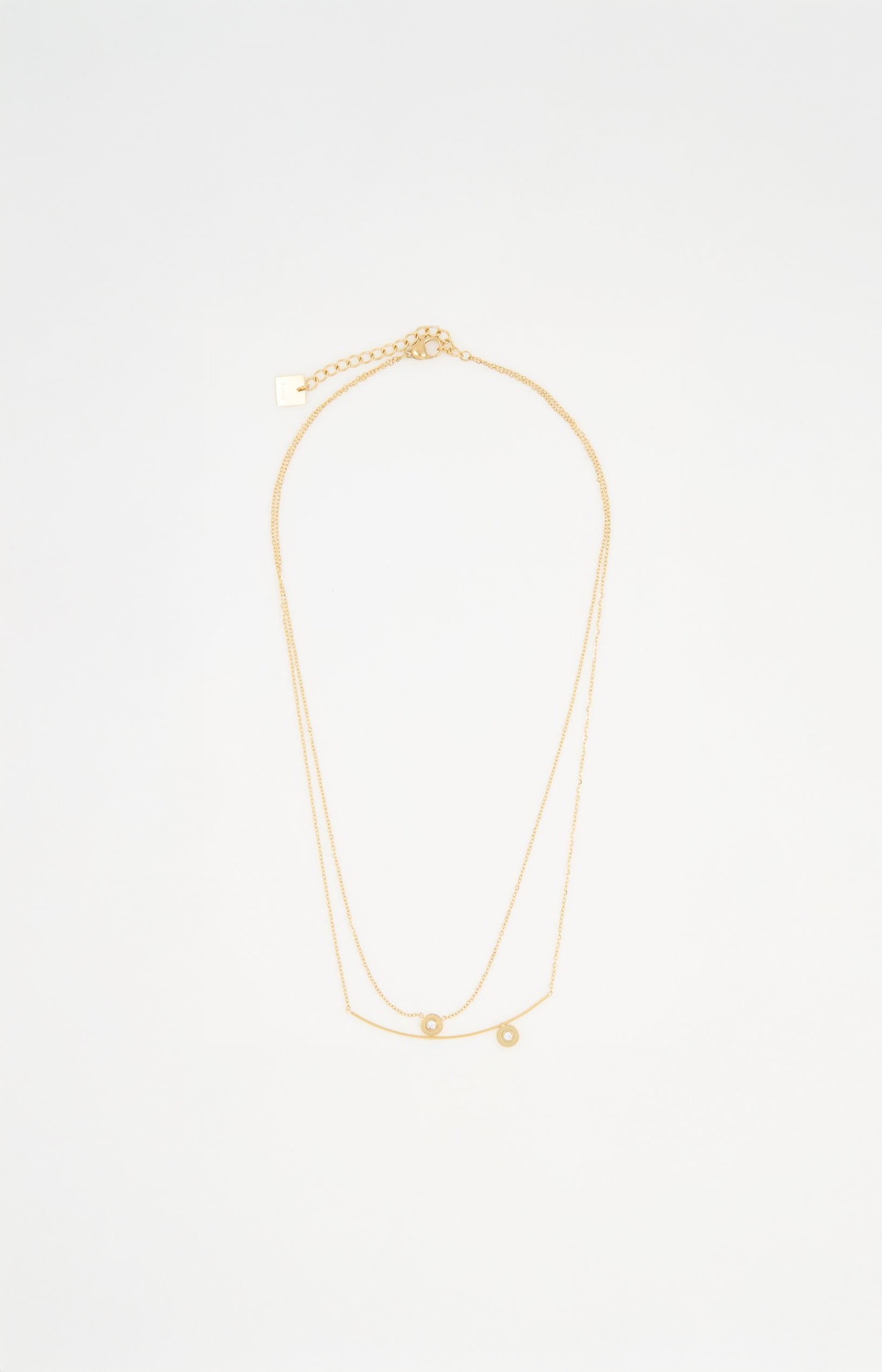 Collier pendentifs zirconium - Acier inoxydable - Doré & blanc