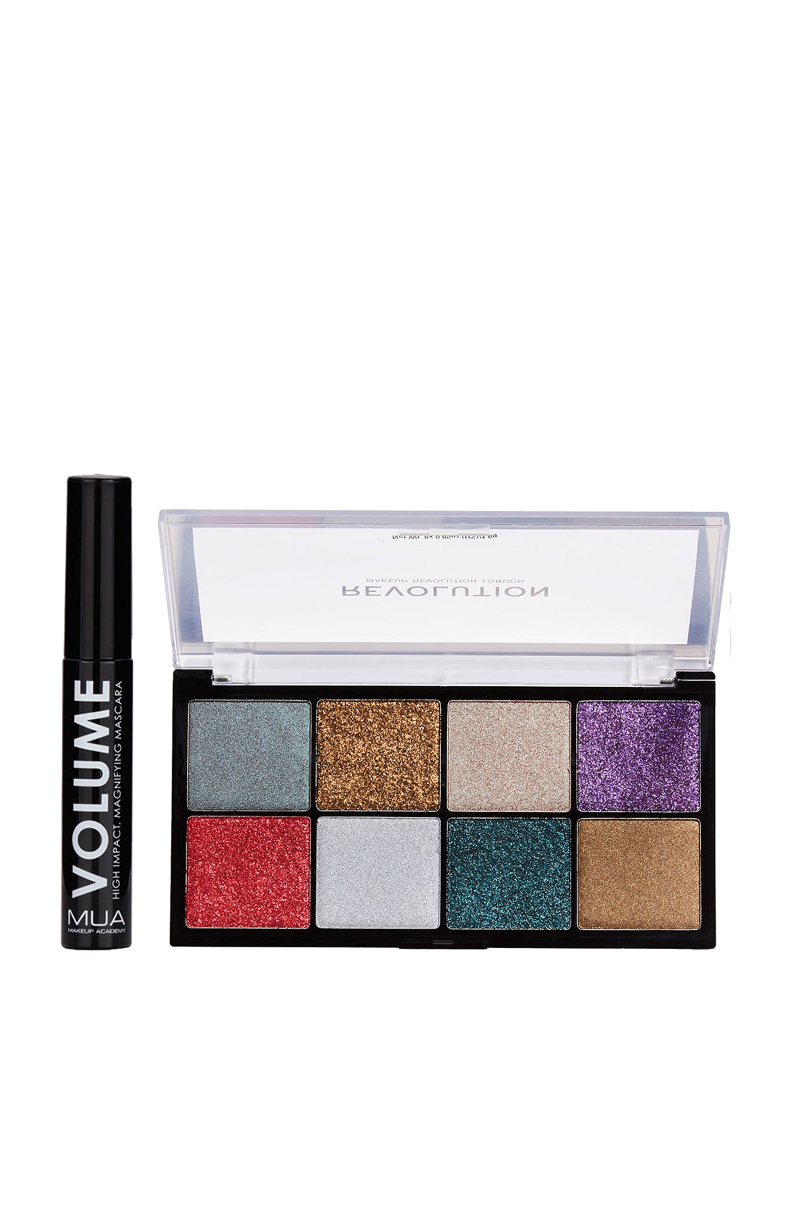 Palette de 8 ombres à paupières & mascara volume - Glitter & Noir