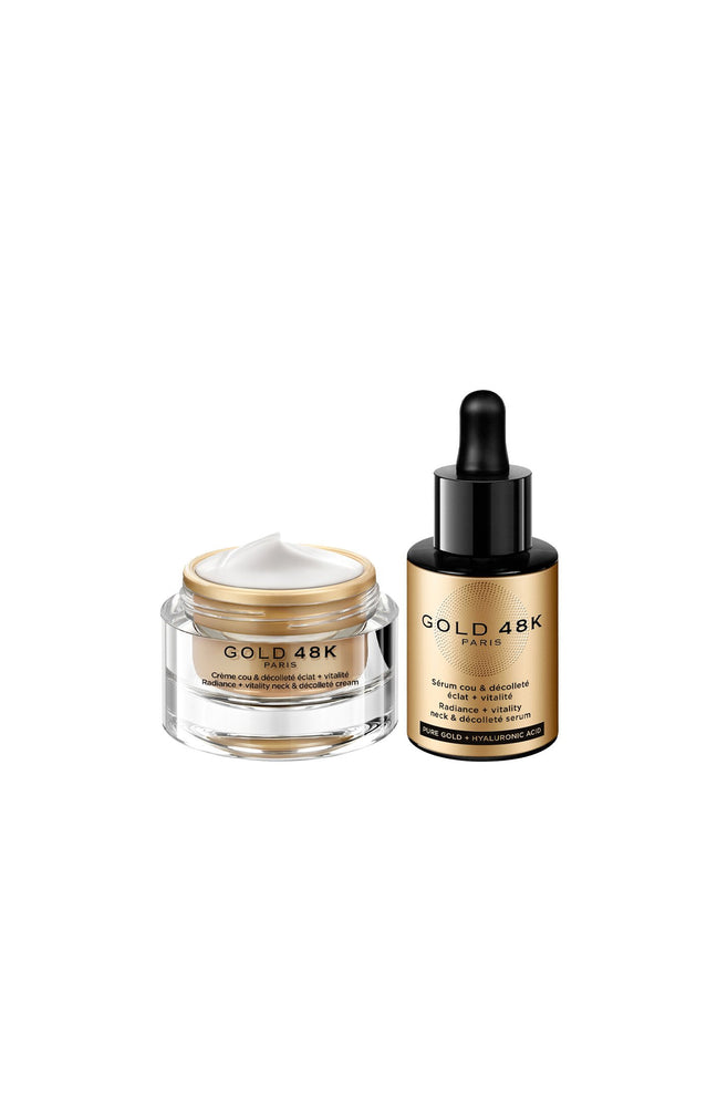 Sérum & crème éclat & vitalité - Or pur & acide hyaluronique - Cou & décolleté