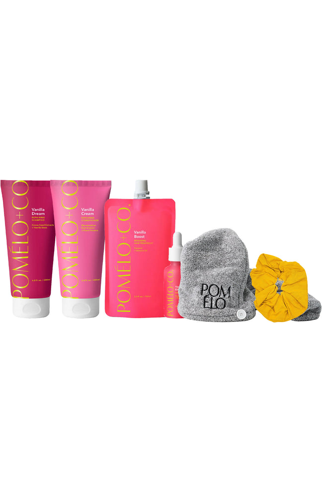 Routine réparatrice - Vanilla - Cheveux abîmés - 5 produits + serviette offerte