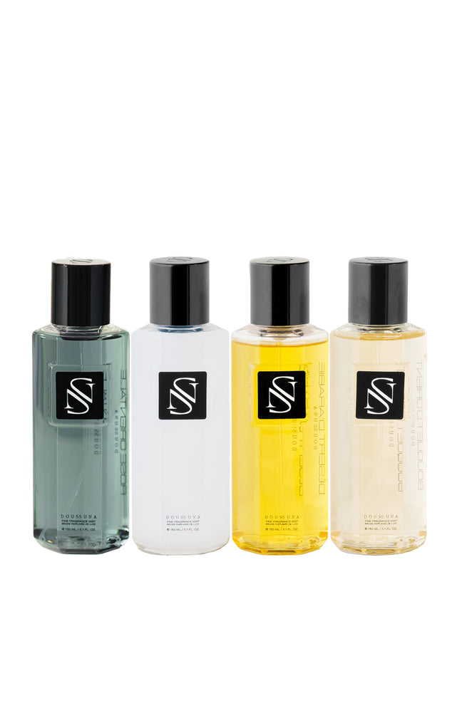 Brumes parfumées - Rose orientale, Arabic musc, Désert d'Orient & Bouquet d'Orient - 4 x 150 ml