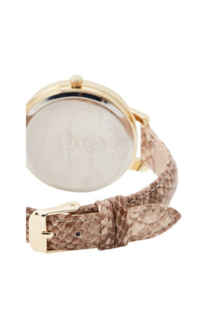 Montre à quartz - Polyuréthane beige & alliage doré