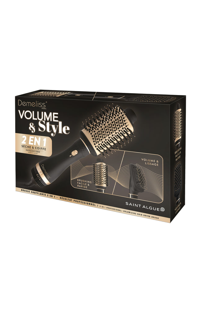 Brosse soufflante 2-en-1 - Volume & Style - Noir
