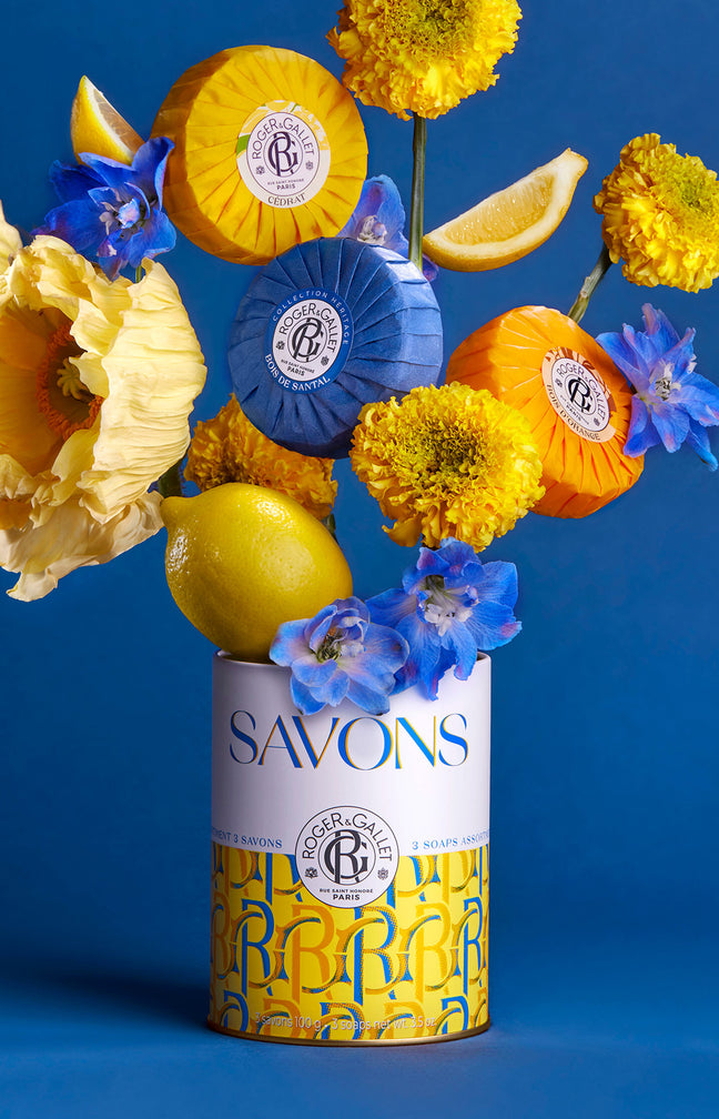 Coffret savons parfumés - Bois d'orange, cédrat & santal - 3 x 100 g