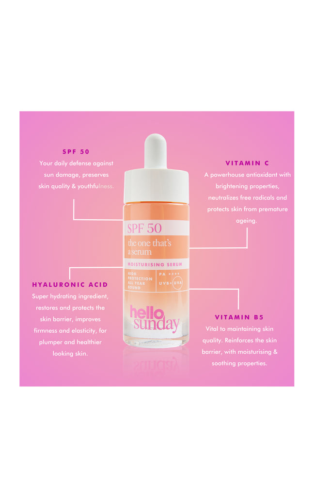 Sérum hydratant SPF 50 - Acide hyaluronique & vitamine C - 30 ml