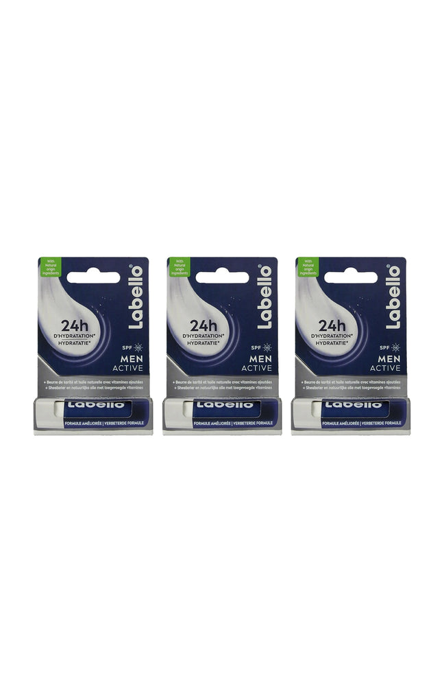 3 baumes à lèvres FPS 15 - Active for Men - Homme - 4,8 g
