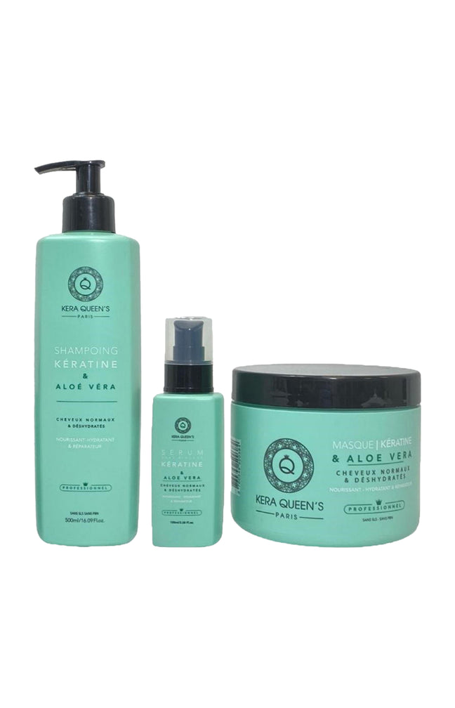 Routine nourrissante & réparatrice - Kératine & aloe vera - Cheveux normaux & déshydratés
