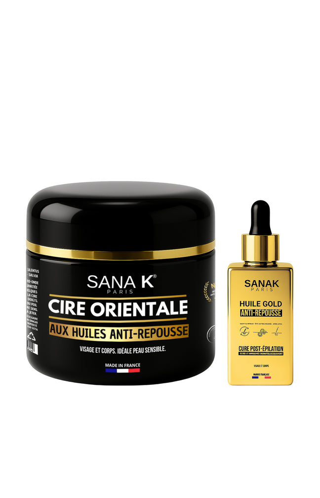 Cire orientale 700g & huile post épilation - Anti-repousse - Visage & corps