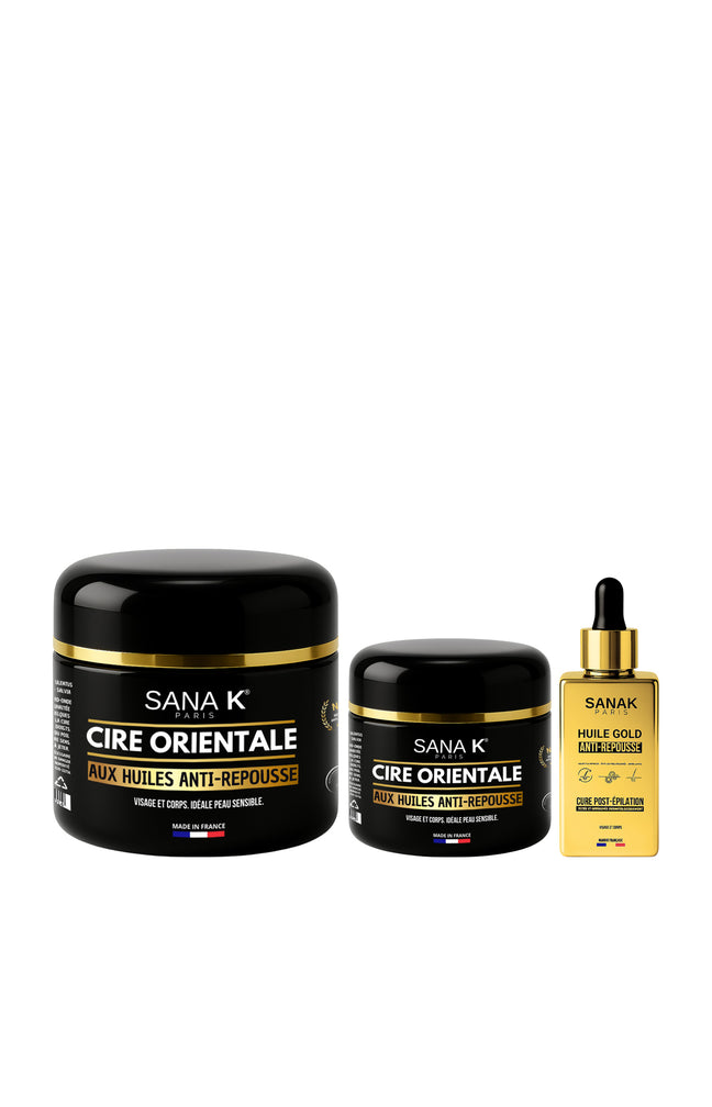 Cires orientales & huile post épilation - Anti-repousse - Visage & corps - 3 produits